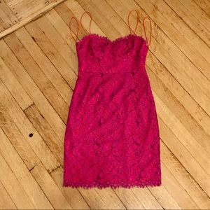 LIKELY Pink Lace Dress